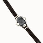 Leather bracelet with faceted black oval crystal